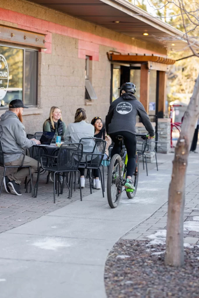 Biker Getting Coffee At Kickstand